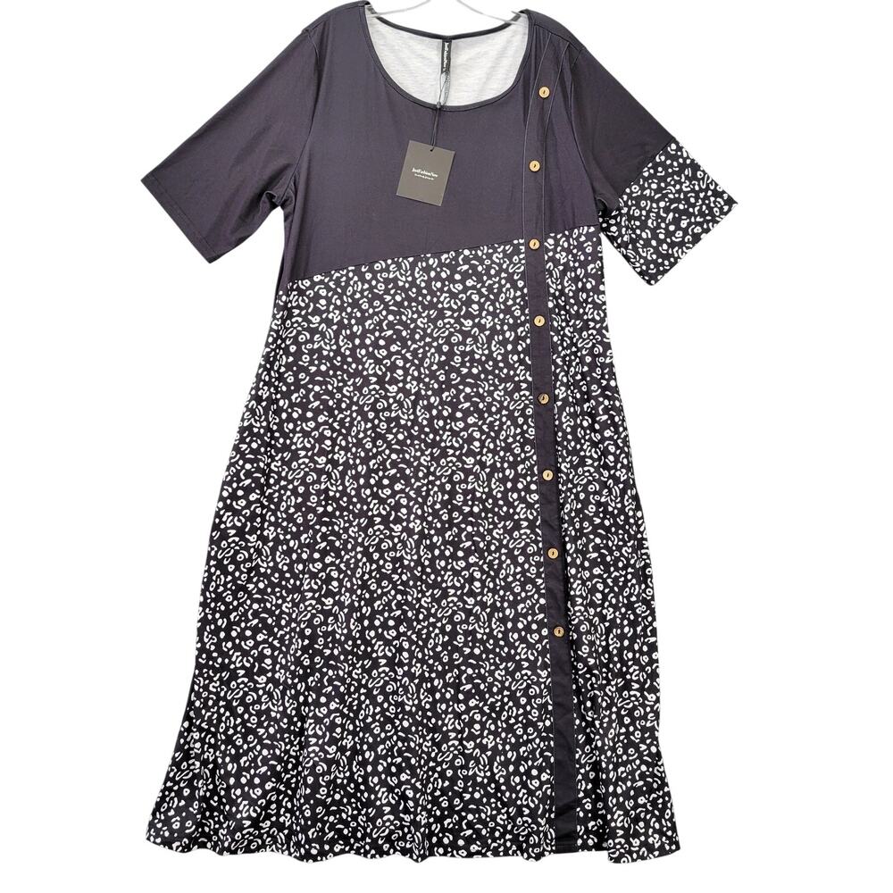 Just Fashion Now Blue Floral Maxi Jersey Dress NEW Short Sleeves Womens Size XXL